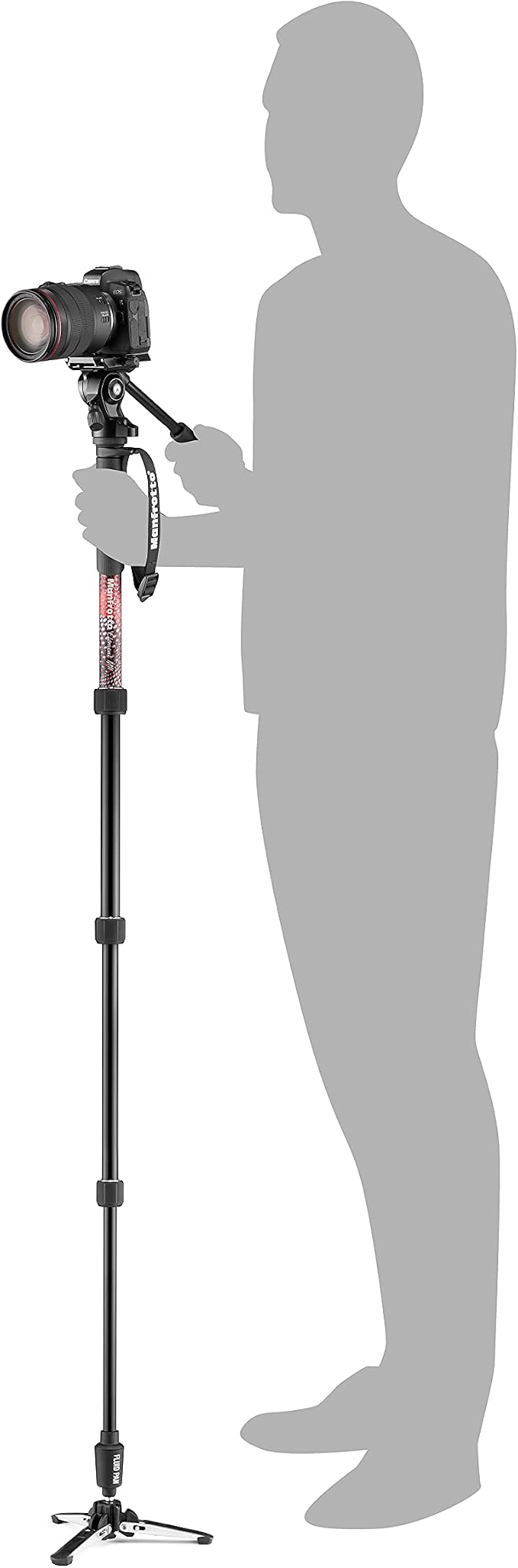 Manfrotto Element MII Video Kit Aluminium Fluid Monopod with Video Head, Slim and Lightweight, Loads up to 4kg, Foldable Fluid Base, 4 Sections, Twist Locks, for mirrorless and DSLR Cameras - Image 2