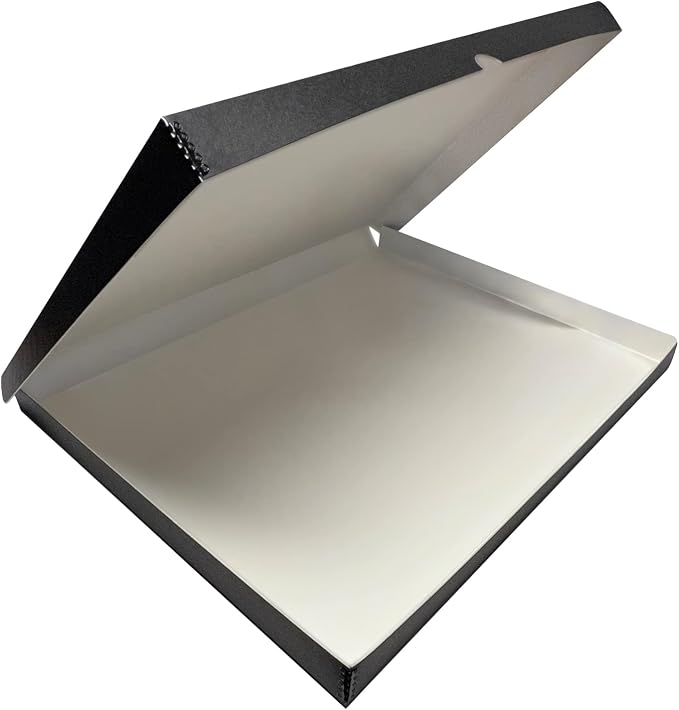 Lineco Clamshell Archival Storage Box, 18.5x24.5x1.75 Inch, Black | Acid-Free with Metal Edge Boxboard, Organize and Store Photos Documents Cards Negatives Magazine Prints Family Records DIY by Lineco