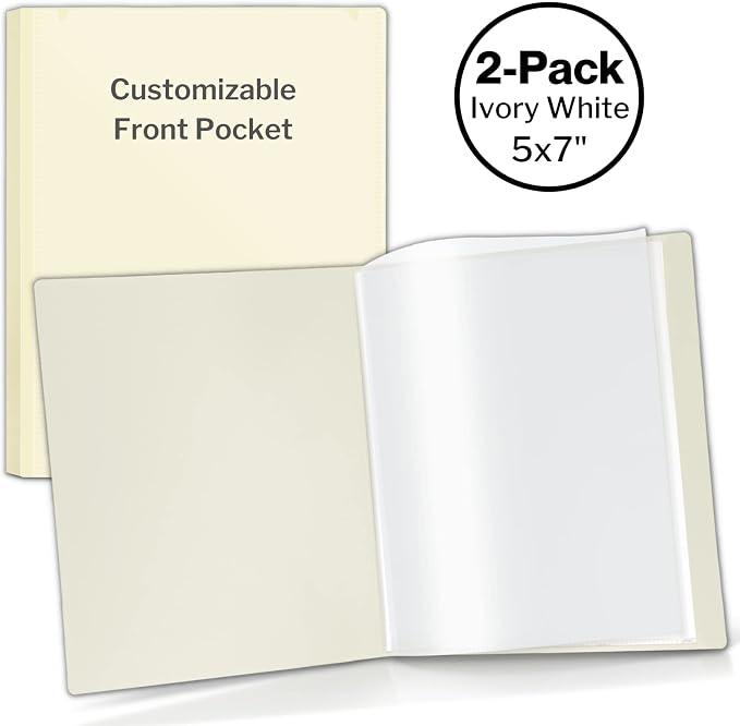 Cranbury 2-Pack Mini Photo Albums 5x7, 48 Photos, Clear Sleeves, Ivory | 24 Pockets Each, Customizable Covers, Compact Storage for 5x7 Photos & Keepsakes - Image 5