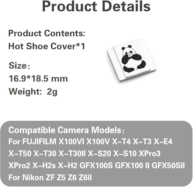 Camera Metal Hot Shoe Cover Protector Cap Cute Button Compatible for Fujifilm X100VI X100V X-M5 X-T4 X-T3 for Nikon ZF Z5 Z6 Z6II (Aluminum Alloy-Hot Shoe Cover) - Image 9