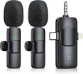 Wireless Lavalier Microphone for iPhone & Android & iPad & Camera - 2 Pack 3 in 1 Mini Microphones with Noise Reduction Lapel Mic for ​​Live Stream Content Creators Podcast by OUZIO