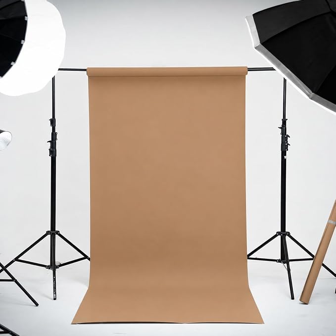 Kate Seamless Paper Backdrop Beige Photo Backdrop Paper (53''x32.8' Beige) - Image 2