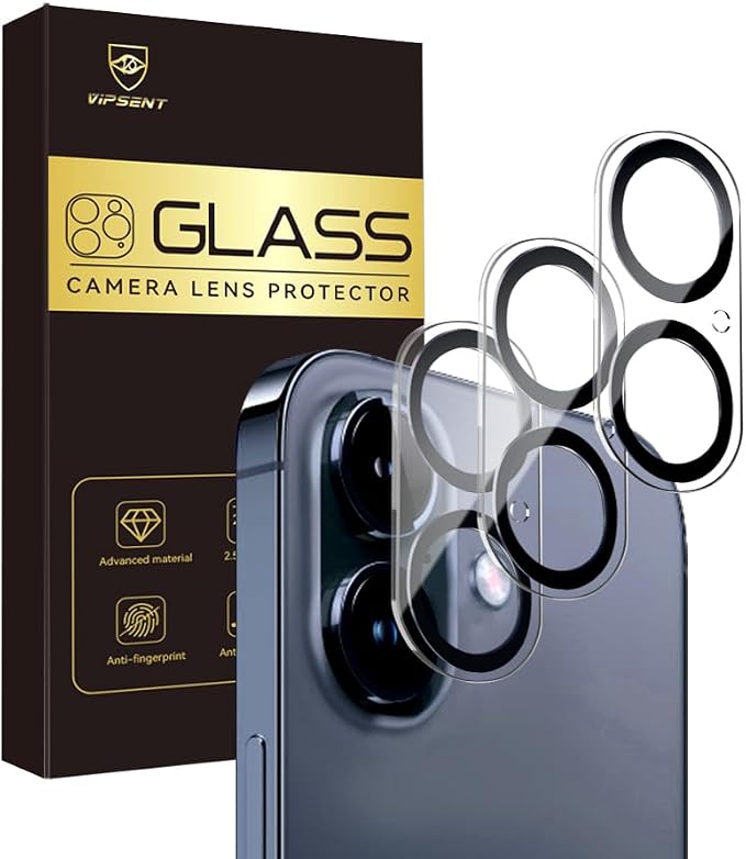 Camera Lens Protector for iPhone 16 6.1" / iPhone 16 plus 6.7"/ iPhone17 6.3",9H Tempered Glass，Ultra HD, Scratch Resistance Easy to Install，Case Friendly，[Does not Affect Night Shots] 3-Pack by Vipsent