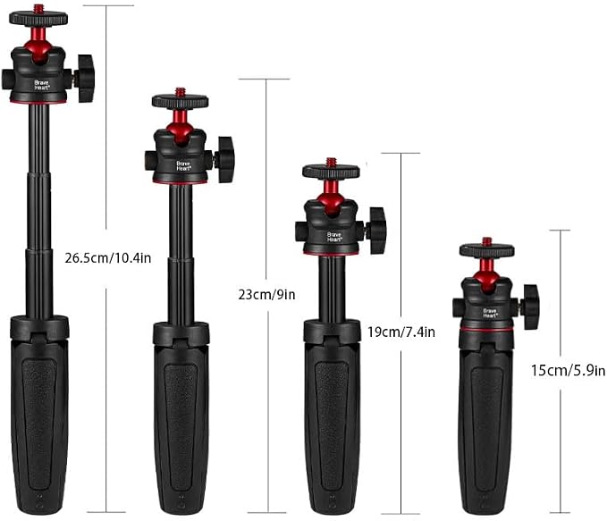 Black Mini Tripod Phone Stand with 1/4" Screw for iPhone/Insta 360 X5/ DJI/OSMO/Pocket 3 /Sony/Canon/Nikon/Cameras, Extendable Handheld Vlogging Video Filming Table Stand - Image 2