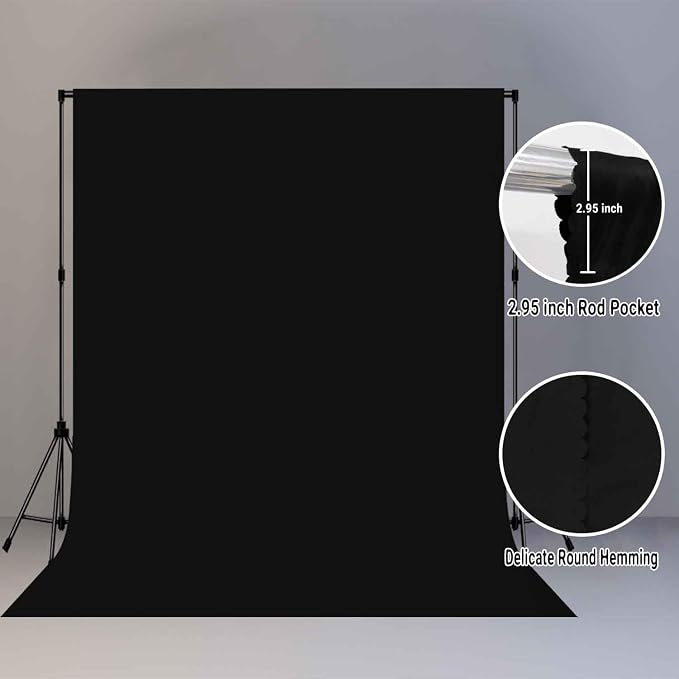 Black Photography Backdrop for Photoshoot, Fabric 8x10ft | Polyester Studio Photo Backgrounds, Non Reflective, Easy to Hang, for Portrait Shoot, Product, Party Decor, Video Creation - Image 6