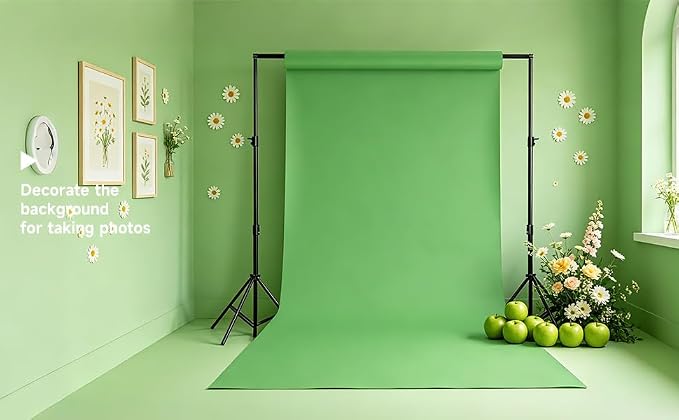 YSKE-Seamless Bright Green Paper Backdrop Roll for Photography, Photo Background,Roll of Paper with Backdrop Cover for Background Stand,Thick Anti-Wrinkle Matte(53''x16.4',Bright/Apple Green) - Image 9