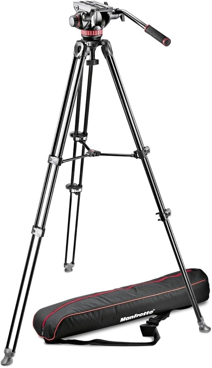 Manfrotto MVK502AM-1 Professional Fluid Video System Aluminum Tripod with Telescop Twin Leg (Black) by Unknown