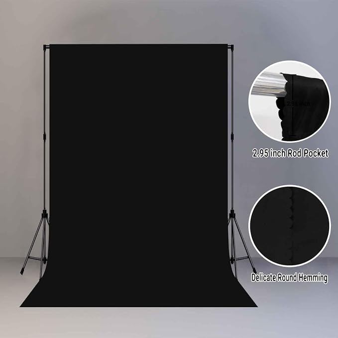 Black Photography Backdrop for Photoshoot, Fabric 6x9ft | Polyester Studio Photo Backgrounds, Non Reflective, Easy to Hang, for Portrait Shoot, Product, Party Decor, Video Creation - Image 6