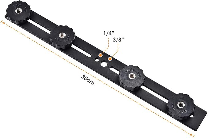 11 inch Flash Bracket, Straight Flash Brackets with 1/4'' Hot Shoe | Long Dual Camera Mount Flash Bracket Extension Bar with 1/4''- 3/8'' Thread Hole Tripod Mount for Camera/LED Light/Microphone - Image 6