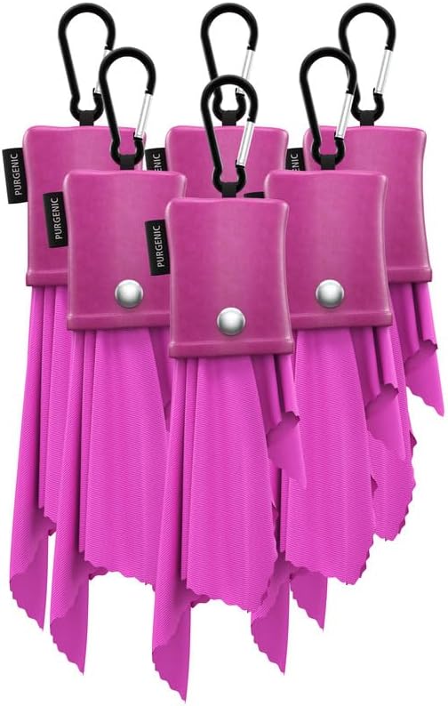 Microfiber Cloth & Glasses Wipes (6 Pack) Lens & Glasses Cleaning Cloth - Eye Glass Clean Cloths - Eyeglass Cleaning Cloth - Glass Cleaning Cloth - Camera Lenses & Gadget Delicate Screens - Pink by Purgenic
