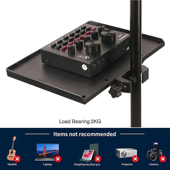 Microphone Stand Tray Mount Clamp on Rod Holders, Microphone Stand Desk with 9.44" X 6.88" for Stage, Music Sheet, Live Streaming, Recording (Stand NOT Included) Wholesale Items for Boutique - Image 5