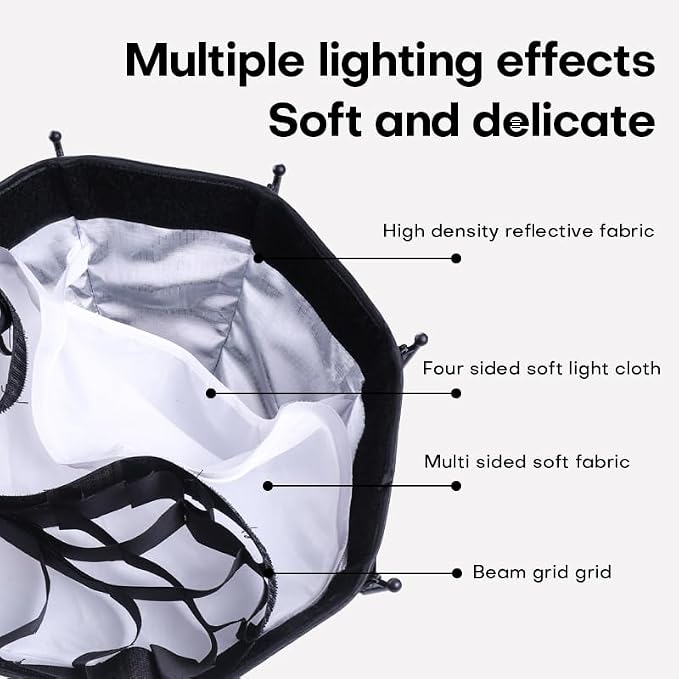 M60 Handle LED Video Light with Soft Box Protable Mini COB LED Bi-Color 2500-8500K CRI≥95 TLCI≥97 Built-in 3400mAh Battery Photo Studio Lights Vlog Shoot Fill Lighting 8 Scenes (M60 with Soft Box) - Image 7