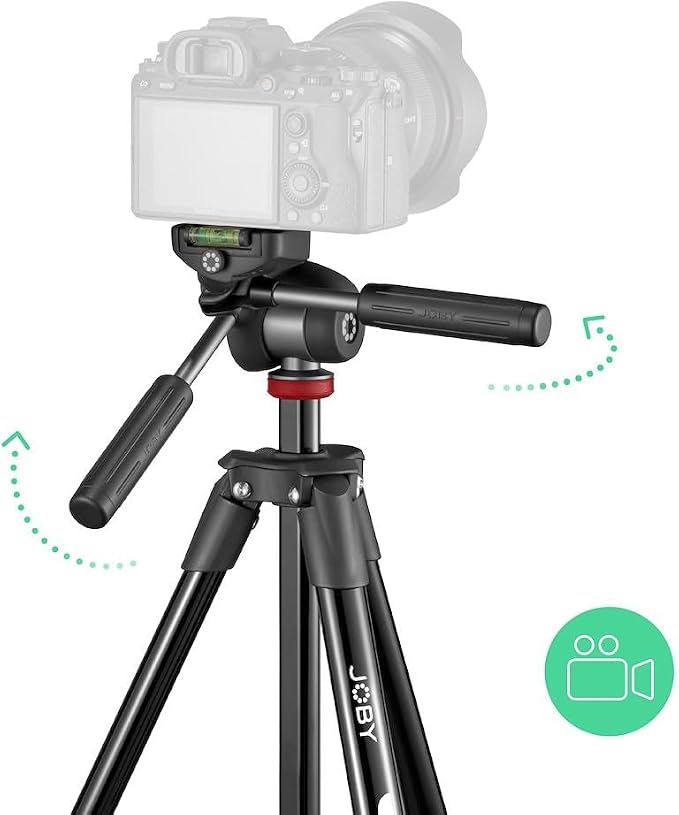 Joby Compact Advanced, Camera Tripod with 3-Way Head, Universal ¼-20” Quick Release Attachment and Carrying Bag, for CSC, DSLR, Mirrorless Camera, Smartphone, Colour: Black - Image 2
