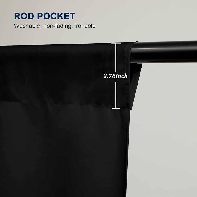 Black Backdrop Background for Photography, 8ft x 10ft Photo Background Curtain Rod Pocket Fabric Drapes Panels for Boys Birthday Holiday Home Halloween Decoration Portrait Photoshoot, Party and Video - Image 6