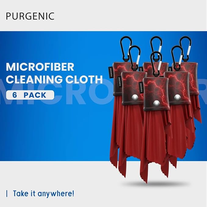 Microfiber Cloth & Glasses Wipes (6 Pack) Lens & Glasses Cleaning Cloth - Eye Glass Clean Cloths - Eyeglass Cleaning Cloth - Glass Cleaning Cloth - Camera Lenses & Gadget Delicate Screens - Red - Image 2