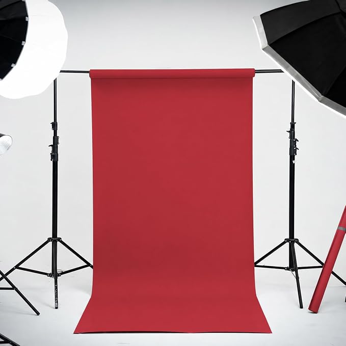 Kate Seamless Paper Backdrop Red Seamless Backdrop Paper Rolls (106.8''x32.8' Scarlet) - Image 2