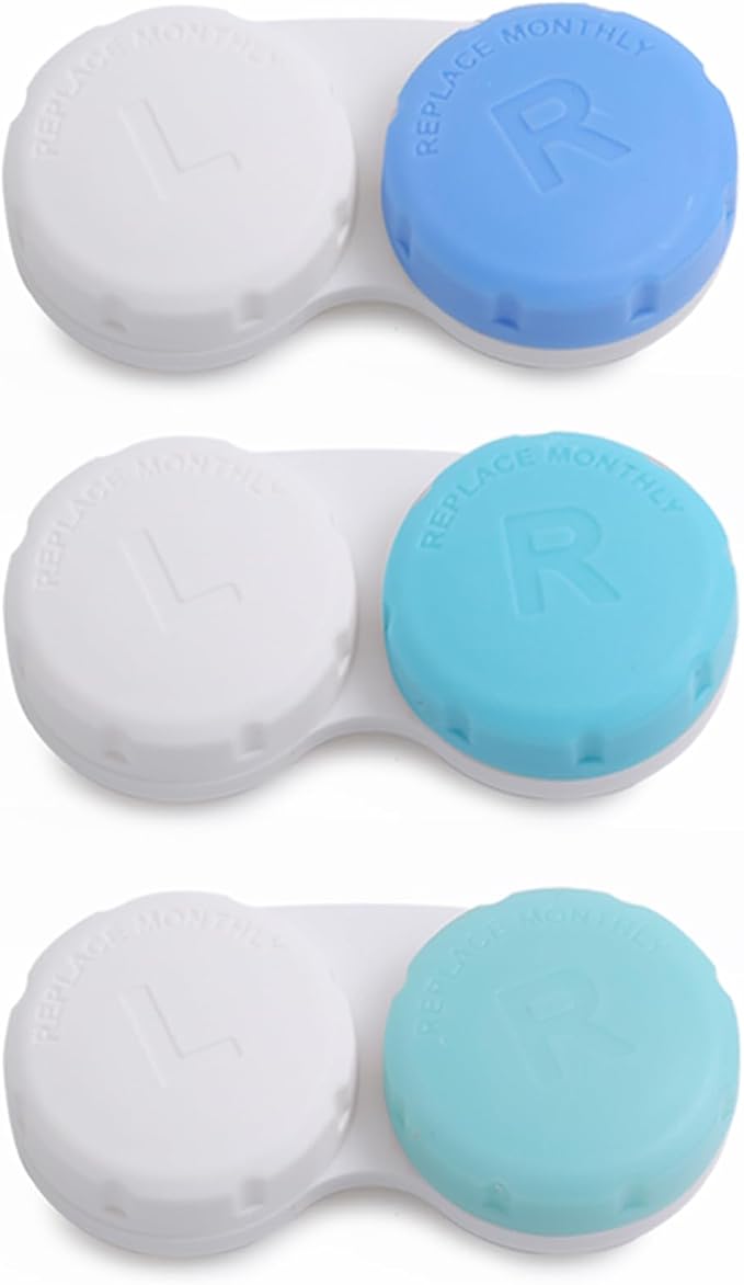 DEWSENSI Contact Lens Case, Empty Contact Lens Cases Box Holder Container for Storage, Travel, Daily Home Use (Blue, 3 Pack) by DEWSENSI