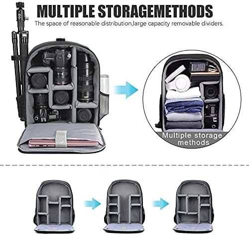 Cwatcun Camera Trolley Bag, Rolling DSLR Case with Removable Cart | Fits 2 DSLRbodies+3-5lenses+flash+15.6"laptop+tripod. 900D nylon, padded dividers, carry-on friendly, for city adventures. - Image 3