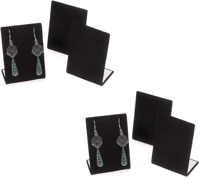 Black Velvet Leaning Earring Stands, 3.5 Inches Tall, 6 Pieces | Jewelry Displays, Black Velour by 888DisplayUSA