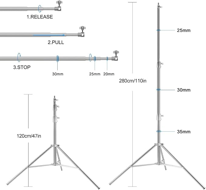 Stainless Steel Backdrop Stand 9.5ftx10ft Photo Stand for Backdrop Video Adjustable Background Support Stands for Portrait & Studio Photography, Photoshoot, Parties, Baby Shower, Birthday, Wedding - Image 3