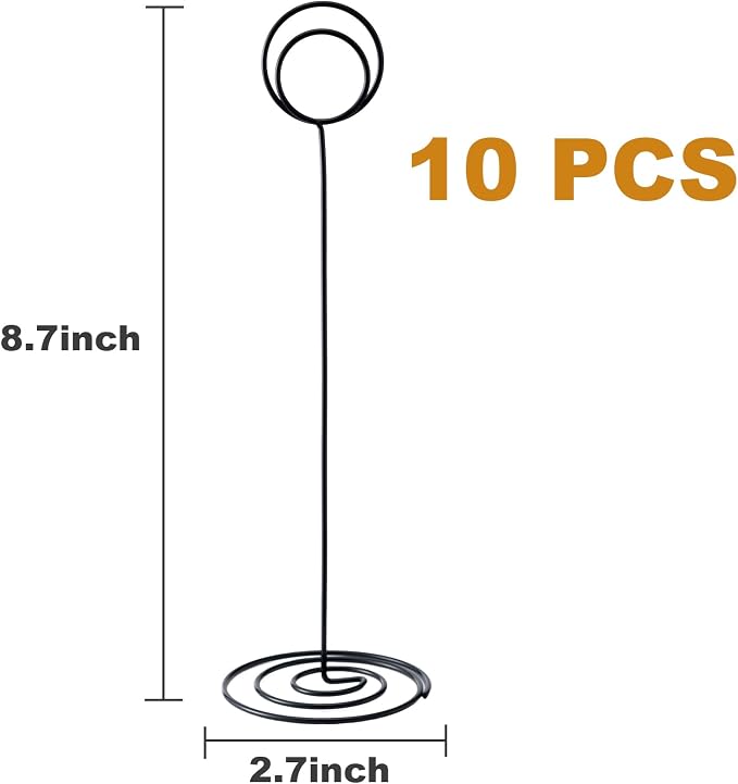 Table Number Holders, 10PCS Place Card Holder, Photo Holder (8.7" Black) | Picture Holder, Cards Stand Name Menu Clips, Large Size Table Sign Card Holder for Centerpieces Wedding Birthday Party - Image 2