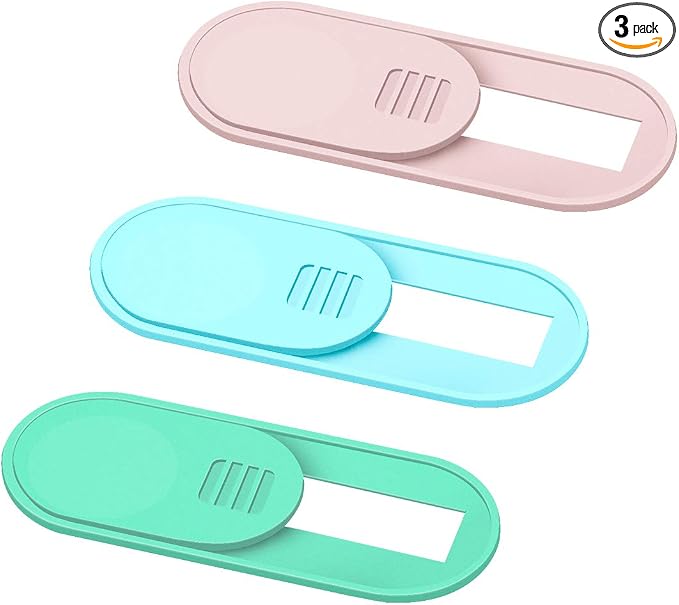 Webcam Cover Slide, Ultra Thin Phone Camera Cover, Camera Cover Blocker for Macbook, iMac, Laptop, Desktop, Pc, iPad, iPhone, Smartphone Protect Your Visual Privacy Security (Pink/Blue/Green-3 Pack) by HKDGYHON
