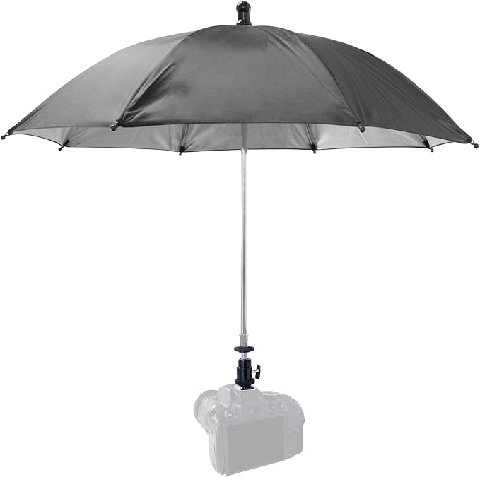 Camera Hot Shoe Umbrella, 360 Swivel DSLR Camera Sunshade & Rain Cover for Camera with Hot Shoe, Waterproof Photography Accessory for Outdoor Photographing, Filming, Live Streaming, 20 Inch by SnowTing