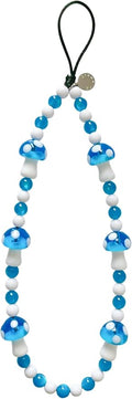 Drawwind Phone Charm Beaded Wristlet Strap Universal Cell Phone Lanyard Cute Bracelet Wrist Strap Beaded Chain String Handmade Accessories for Case Camera Bags (Blue Mushroom) by Drawwind