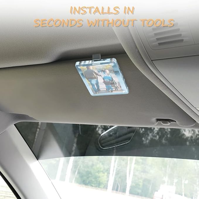Car Photo Holder for Sun Visor, Acrylic Magnetic Visor Photo Clip for Car, Personalized Sunshade Photo Frame Easy Insert Photo Display Vertical Horizontal Memorial Photos - Image 4