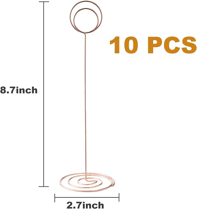 Table Number Holders, 10PCS Place Card Holder, Photo Holder (8.7"Rose Gold) | Cards Stand Name Menu Clips, Large Size Table Sign Card Holders for Centerpieces Wedding Birthday Party - Image 2