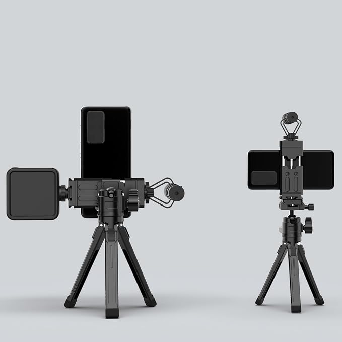 Tripod Phone Mount Holder with Sliding Cold Shoe,Universal Smartphone Mount Adapter with 1/4" Standard Screw&& Arca Swiss Quick Release Plate,Phone Tripod Mount Support Vertical/Horizontal - Image 5