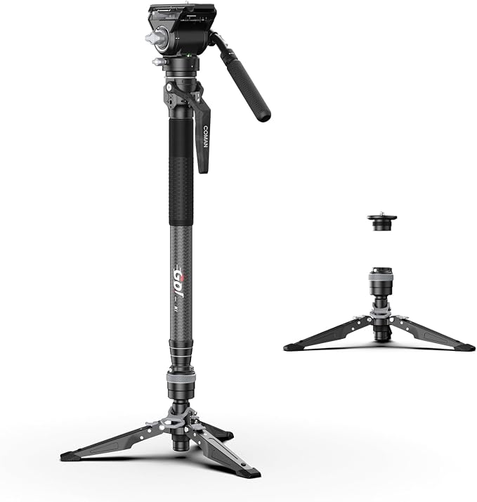 M1V5 Camera Monopod, One-Click Lifting Monopod with Feet, 67'' Lightweight monopod with V5 Fluid Head for Camera, DSLR, Camcorder (M1V5) by COMAN
