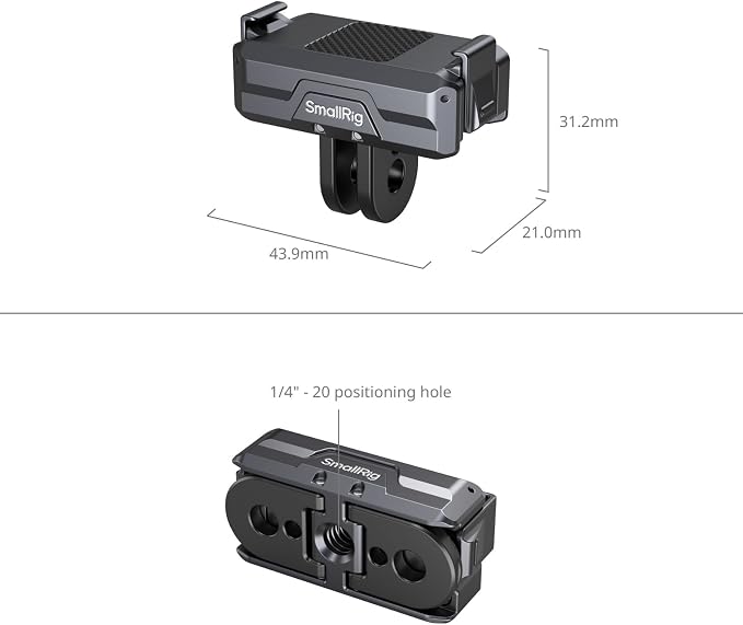 SMALLRIG Magnetic Mount Adapter for DJI Action 5/4/3/Osmo 360-3662B | Quick-Release Aluminum Base with 1/4" Thread, Foldable Connector for Tripods/Selfie Sticks/Vlogging Accessories - Image 8