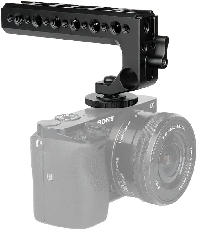 NICEYRIG Camera Top Handle Grip Hot Shoe with 15mm Rod Clamp Cold Shoe- 192 | DSLR Camera Handgrip Applicable for Panasonic Lumix GH5/G9/G95/G85, Sony A6600/A6100/A6400/A6500 - Image 2