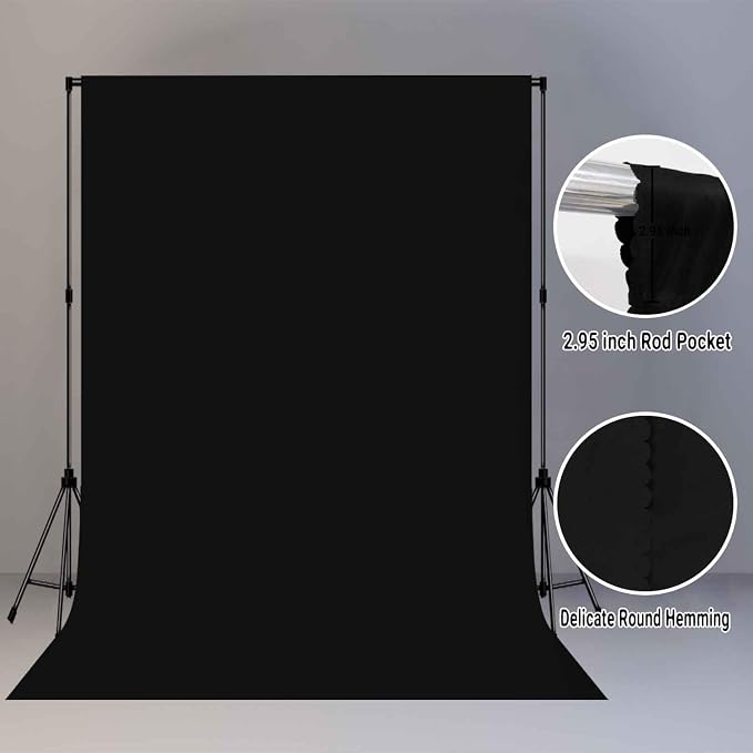 Black Photography Backdrop for Photoshoot, Fabric 10x20ft | Polyester Studio Photo Backgrounds, Non Reflective, Easy to Hang, for Portrait Shoot, Product, Party Decor, Video Creation - Image 6