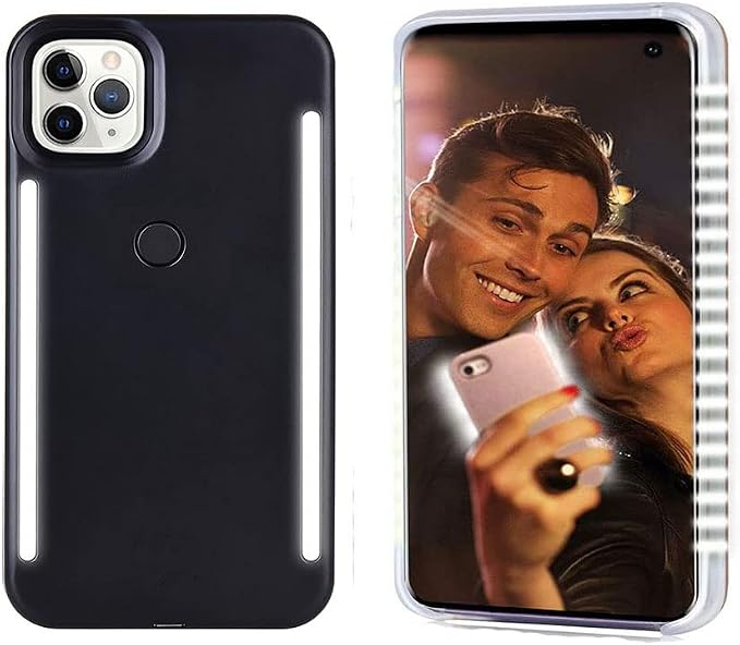 LED Light up case for iPhone 14 pro max,LED Illuminated Selfie Light[Rechargeable],Great for a Bright Selfie Light Up Case Cover (for iPhone 14 pro max-Black) by GSRYPC
