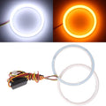 Qasim 1-Pair 110MM White+Amber Switchback 132SMD 4014 LED Halo Ring Angel Eye DRL Fog Light Turn Signal Lamp 12V by Qasim