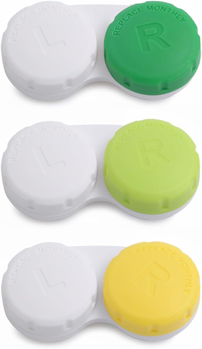 DEWSENSI Contact Lens Case, Empty Contact Lens Cases Box Holder Container for Storage, Travel, Daily Home Use (Green, 3 Pack) by DEWSENSI
