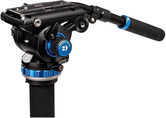 Benro Classic Video Monopod with S6 PRO Flat Base Video Head, 13.2 lb. Max, 3 Leg Folding Base, Flip Lock, Carrying Case- Black (A48FDS6PRO) - Image 6