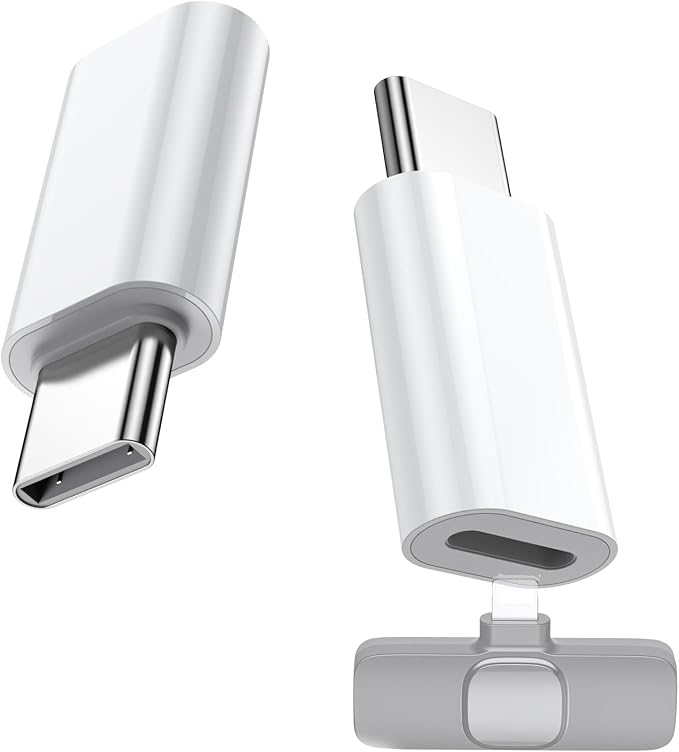 2 Pack Type C to Lightning Microphone Adapter for Lavalier Microphone, USB C Male to Lightning Female Converter for charging your phone,Such as iPhone17/16/15 series, iPad, Not for headphones and data by Fidioto