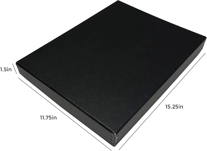 Lineco Drop Front Archival Storage Box, 11.75x15.25x1.5 in, Black, 2 Pack | Acid-Free with Metal Edge, Preserves Picture Longevity, Organize Photos, Newspapers, Prints, Documents, Crafts, DIY - Image 2