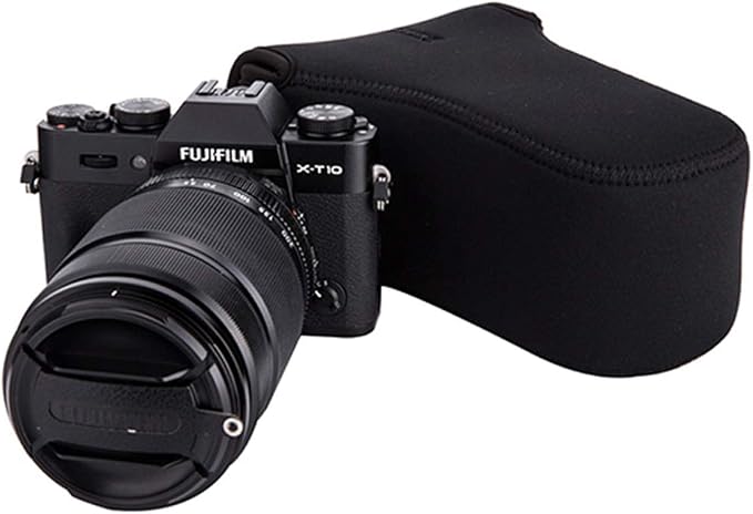 JJC Black Ultra Light Neoprene Camera Case for Fujifilm Fuji X-T100 X-T30 X-T20 X-T10 +50-200mm/50-230mm Lens, Pouch Bag for Olympus E-PL8 E-M5II E-M10 II, Canon M50 M5 with Telephoto lense - Image 6