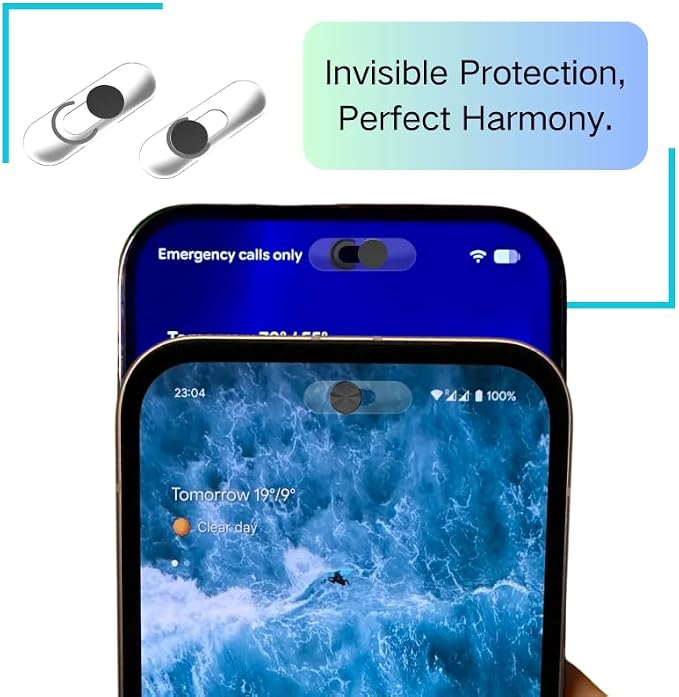 Front Camera Cover | Smartphones Webcam Cover Protect Privacy, Camera Privacy Covers Compatible for Galaxy, Pixel & iPad, Ultra-Thin Privacy Protection Slide | 2 Pack | Black - Image 7