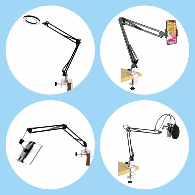 Replacement Heavy Duty C Clamp for 1/2” Base Magnifying Lamp,Desk Lamp,Swing Arm Lamp,Phone I pad Mount,Tablet Mic Holder,Table Mount Clamp for Microphone Stand Mic Boom Arm (G1 SIVLER) - Image 7