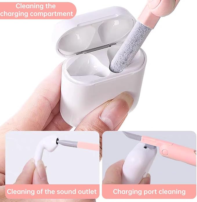 7 in 1 Laptop Cleaning Kit Keyboard Cleaner,Computer Screen Cleaning Brush Tool,Computer Tools Kit Corner Gap Duster Keycap Puller(Color:Pink) - Image 5