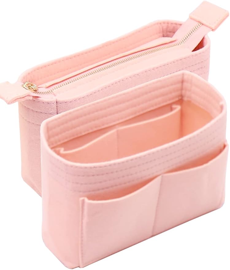 LEXSION Organizer,Bag Organizer,Insert purse organizer with 2 packs in one set fit NeoNoe Noé Series perfectly Pink - Image 3