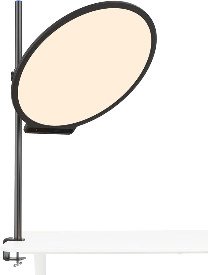 amaran Verge Max LED Video Light,60W Bi-Color Panel Light Charcoal | 22in Circular Edge-lit APP Control Desk Clamp Stand Dimmable Desk Light for Home Office, Gaming, Podcast, Live Streaming by amaran