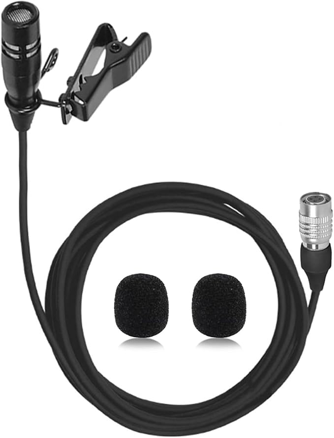 Lavalier Lapel Microphone Compatible with Audio-Technica Bodypack | Unidirectional Condenser Super Cardioid Clip-On Mic for Wireless Transmitter System with Hirose 4 Pin Plug by Unknown