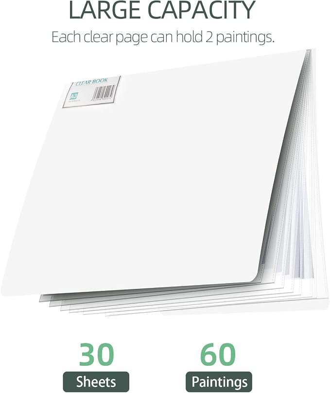 SXhyf A3 Diamond Painting Storage Book 16.5x12.1in for Display 60 Pages | 30 Pages Clear Sheet Protectors, Large Portfolio Folder for Artwork, Document, Organizer (White, A3-16.5 x 12.1 in) - Image 2