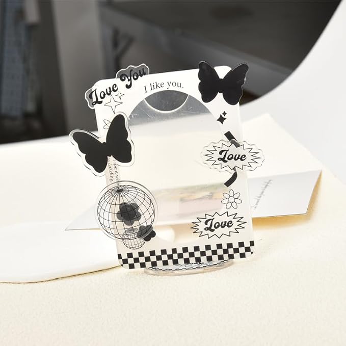 Kpop Photocard Holder Stand 3 Inch Acrylic Butterfly Picture Frame Kpop Card Display Stand Photo Card Decor Y2K Keychain Set K-Pop Gifts Teen Girl K-Pop Stuff Desk Accessories - Image 5